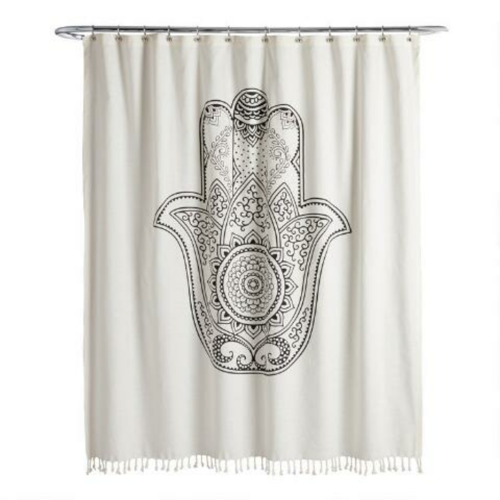White And Black Hamsa Shower Curtain